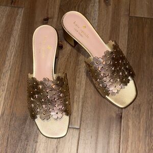 Kate Spade Gold Floral Mules